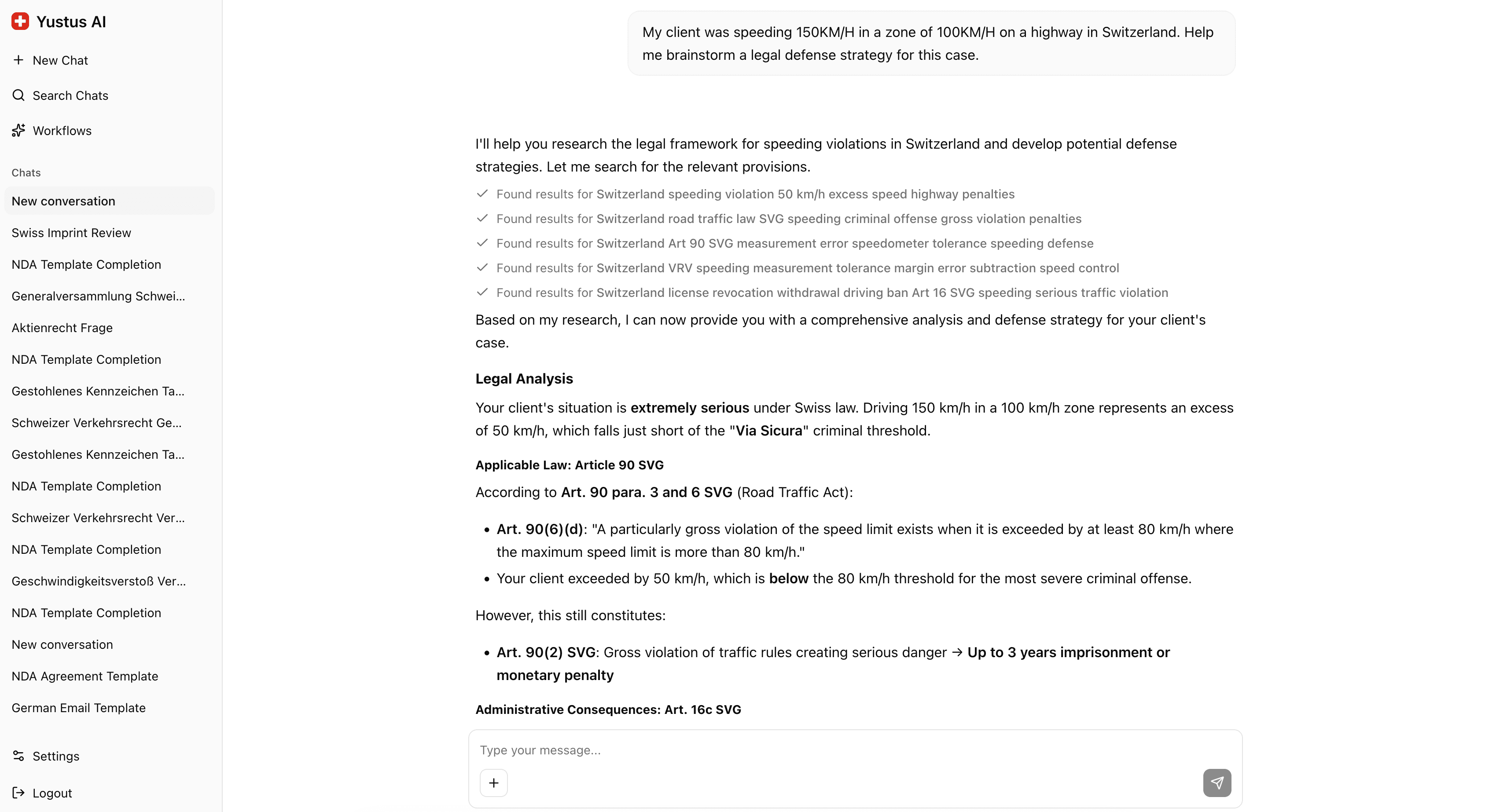 Yustus AI platform interface